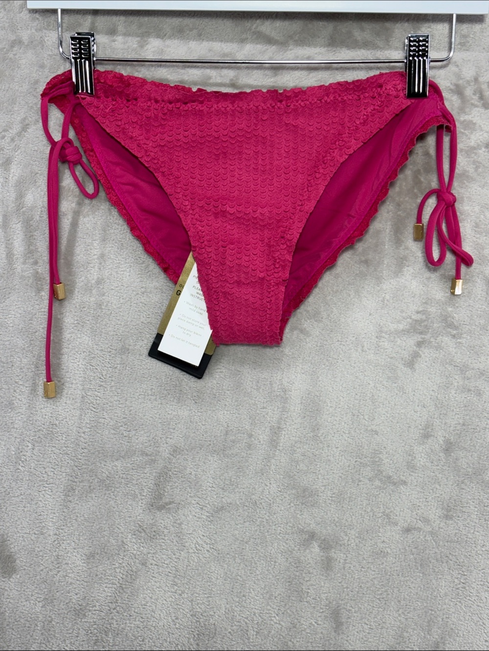 Vix Paula Hermanny Scales Pink Ripple Full Bikini Bottom Size L--NWT